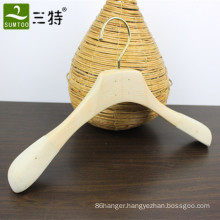 high end custom white flocking wooden coat hanger